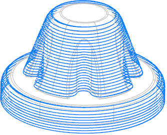 Vakio-Z rata, jossa ”Suljetun profiilin suunta” on asetuksella ”Spiraalimainen myötäjyrsintä”.