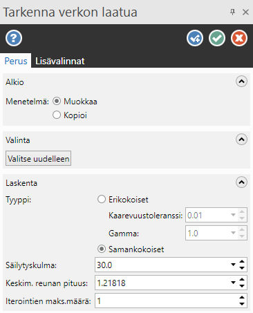 ”Tarkenna laatua” toimintoikkuna. 
