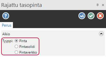 ”Rajattu tasopinta” toimintoikkuna. 