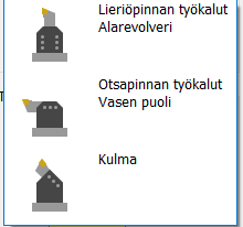 Jyrsintätyökalun aseman valinnat.