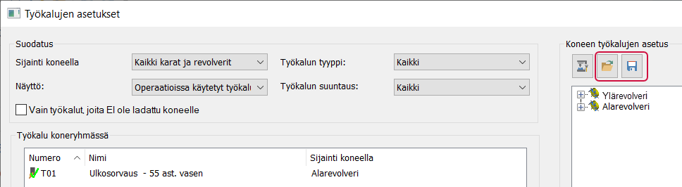 Tallenna koneen konfigurointi painike.