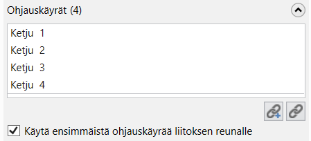 Neljä käyrää ohjauskäyrien luetteloikkunassa. 