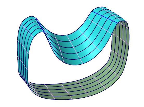Ohjauskäyrät ominaisuus käytössä kaarevalla pinnalla.
