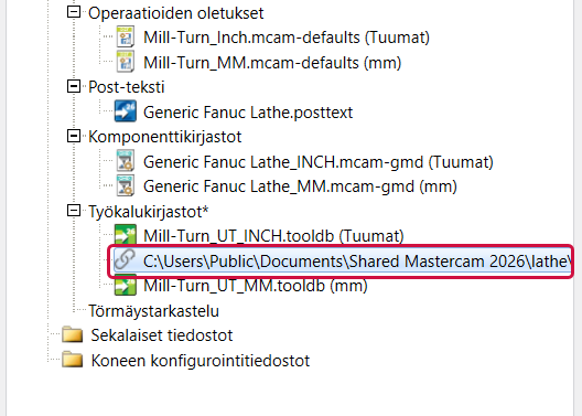 Tiedoston liitäntä Koneikkunassa.