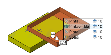 Uusi geometrian valinnan valikko.