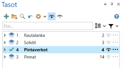 Uusi Tasojen hallinta.
