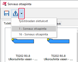 Näytetään käytettävissä olevat operaatiot